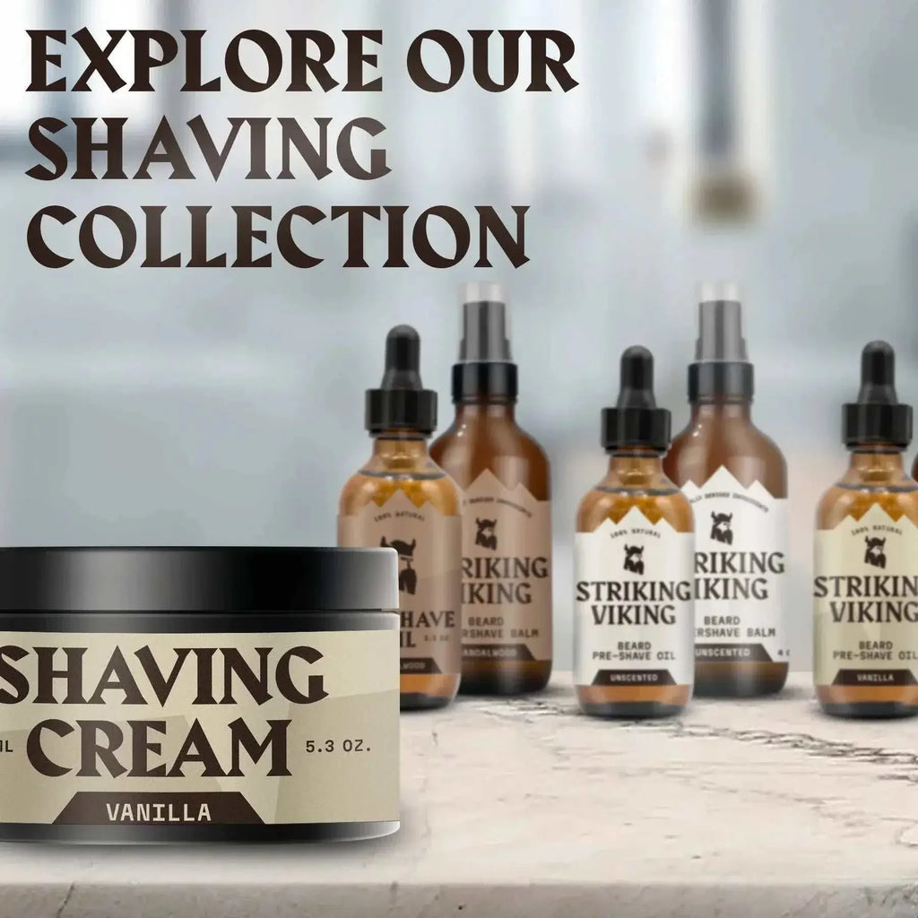 Mens Shaving Cream - Striking Viking Vanilla Shaving Cream for Men with rich lather and soothing vanilla scent.