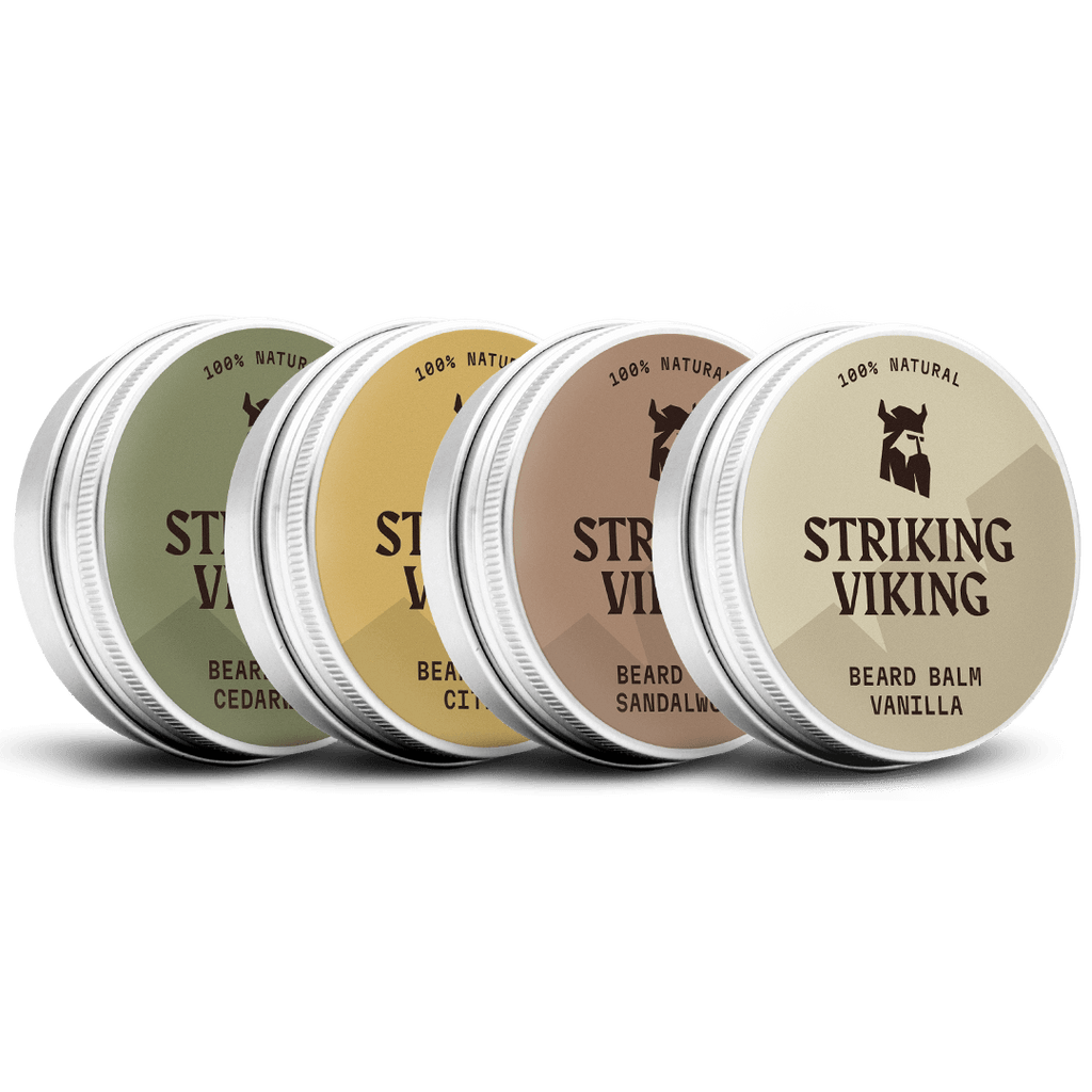 Beard Balm Variety 4 Pack Set with Citrus, Vanilla, Cedarwood, Sandalwood Scents.