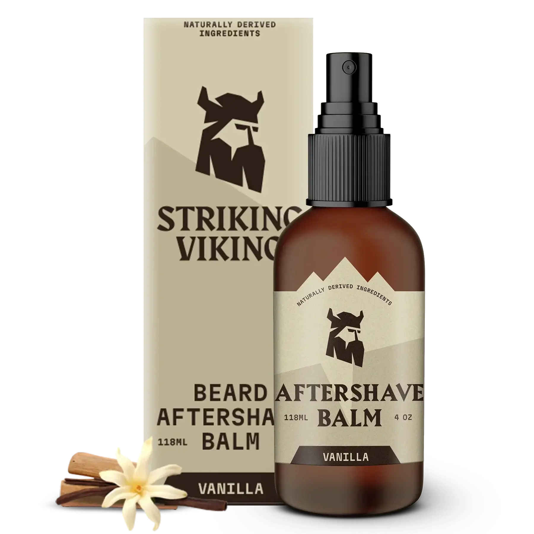 Vanilla after shave balm for men with nourishing formula and soothing fragrance.