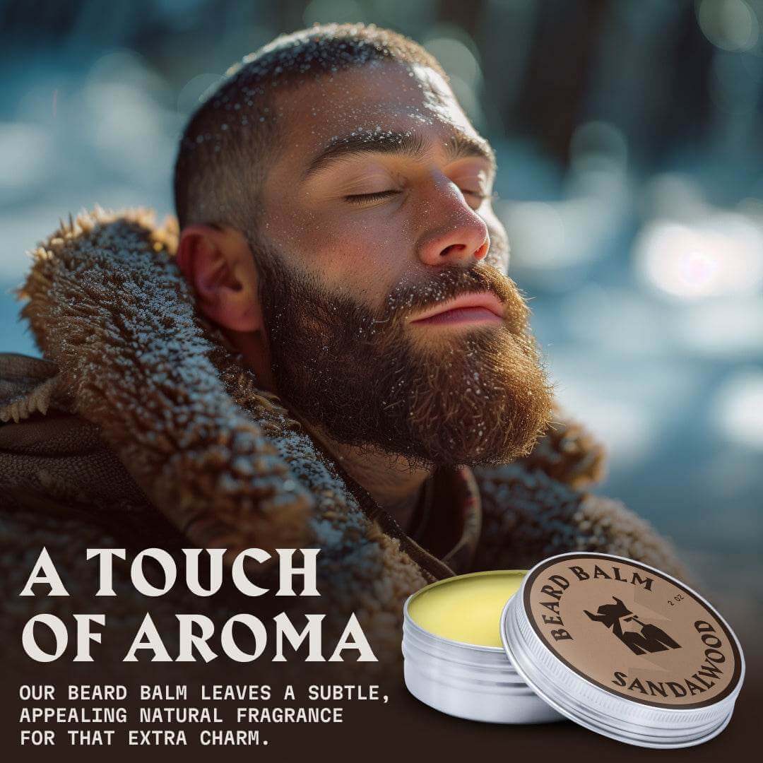Beard Balm Sandalwood with natural ingredients for shaping and nourishing beard.