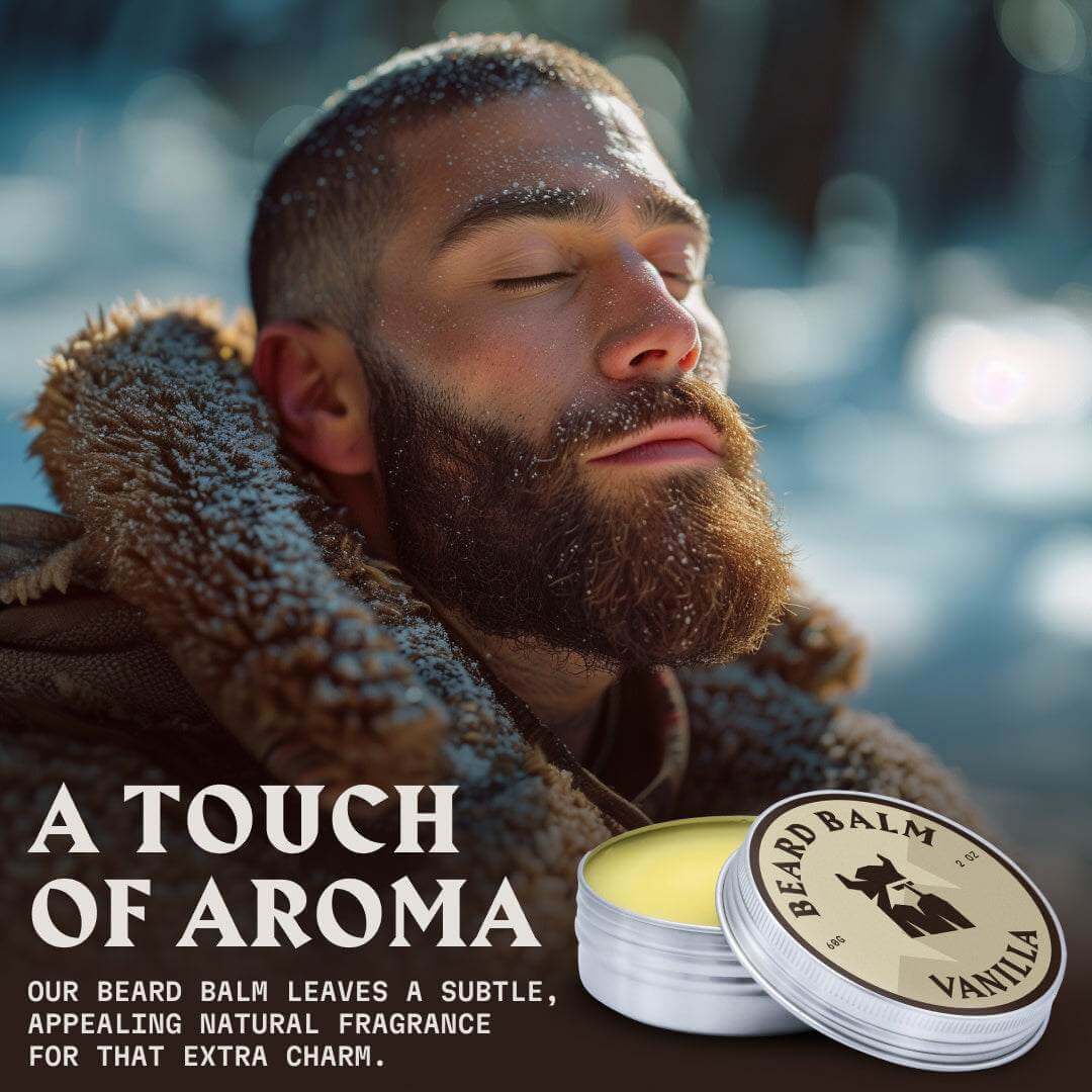 Vanilla scented beard balm for smooth, well-shaped facial hair.