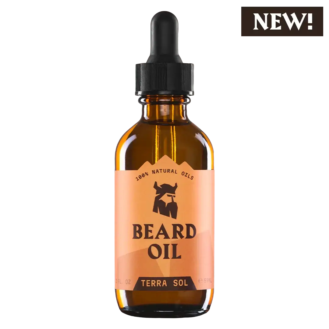 Terra Sol Beard Oil amber bottle with dropper for natural beard care and growth