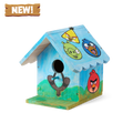 WildYard X Angry Birds™ DIY Birdhouse Kit fully painted with Red, Chuck, Blue Bird and Pig characters on a natural cedar birdhouse