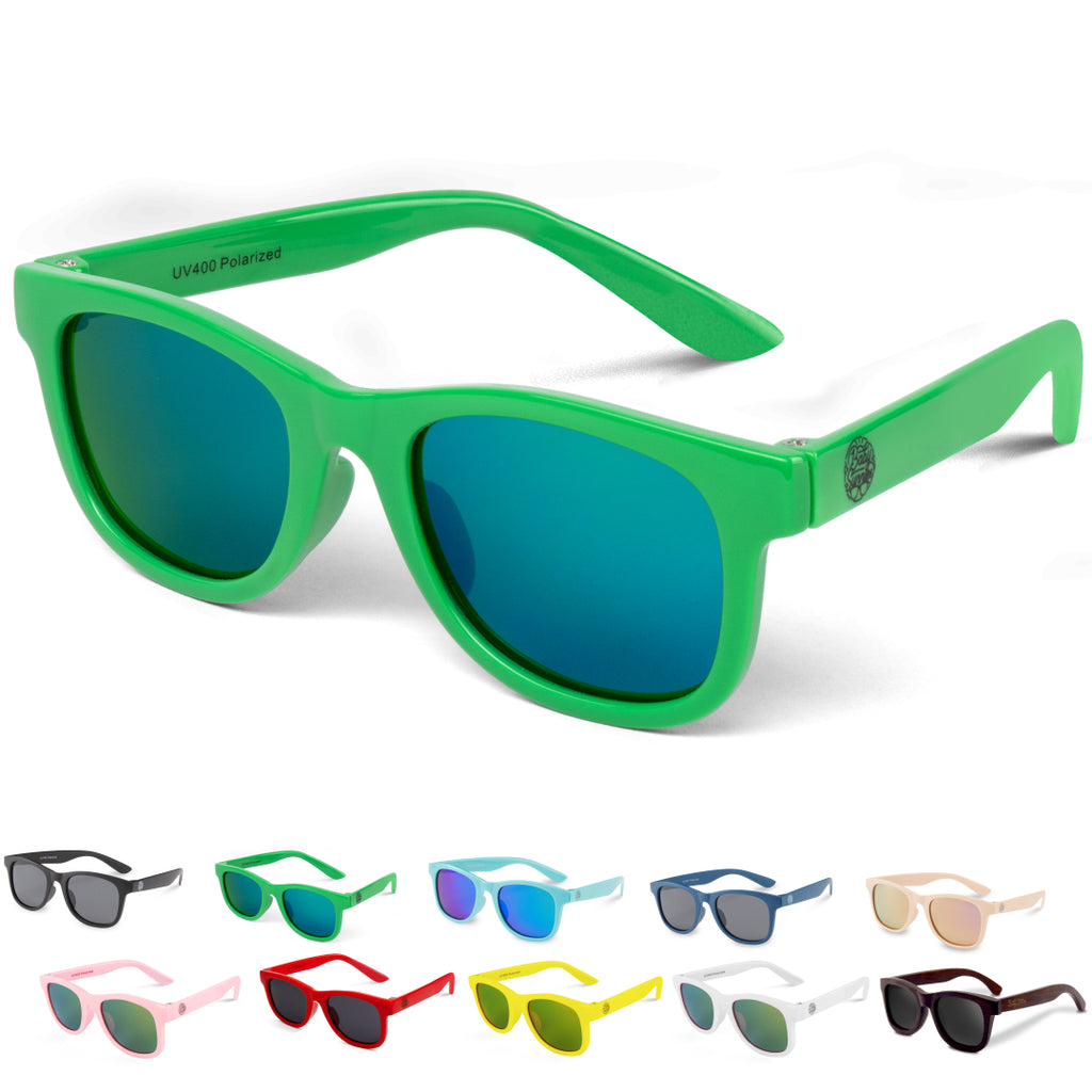 BABY SUNNIES Toddler Sunglasses - Neon Green, Ages 2-8 - Polarized & UV Protection Sunglasses for Kids - Flexible Frame for Kids Travel Essentials - Ideal Toddler Gifts Age 2-3