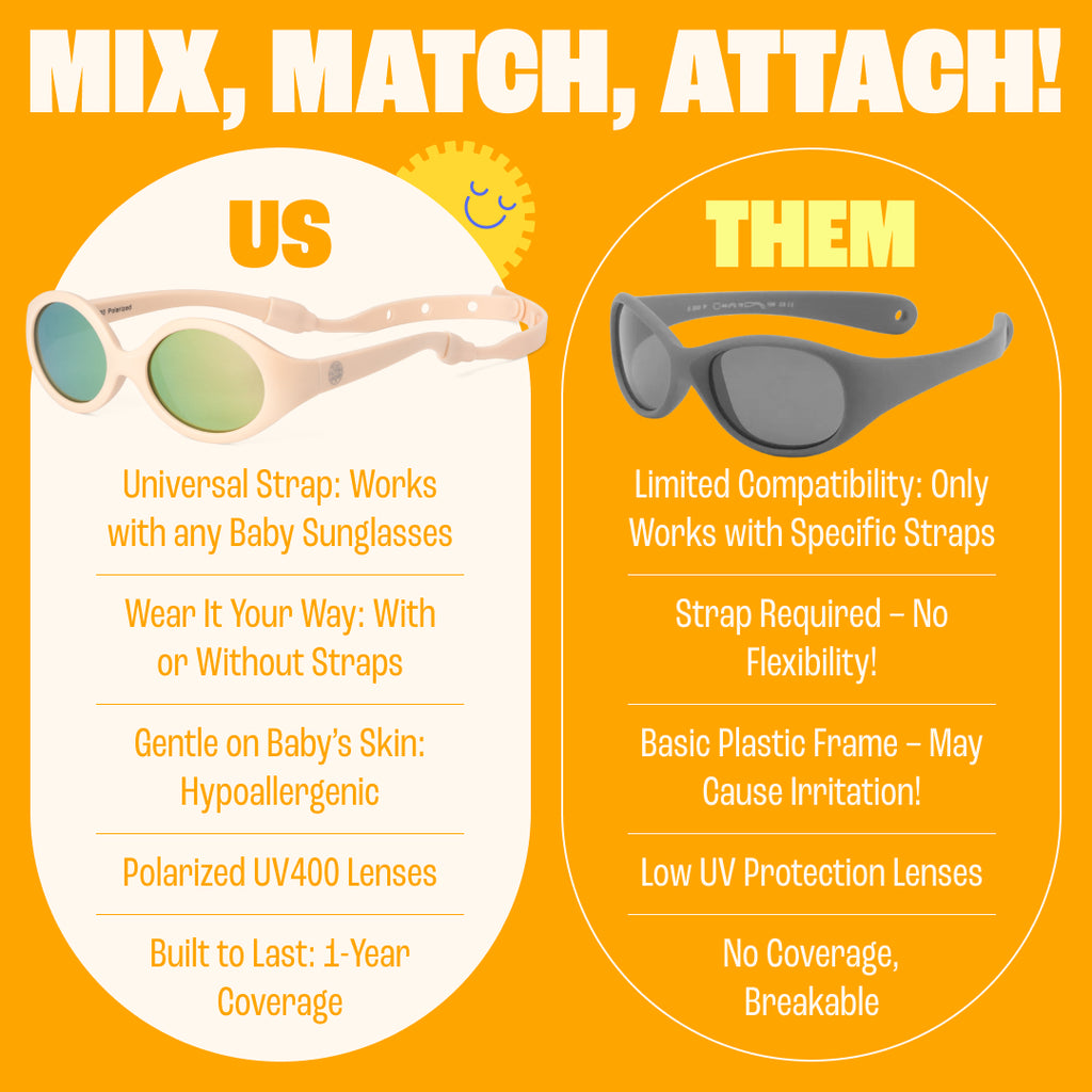 BABY SUNNIES Polarized Baby Sunglasses - Oval Peach - UV400 Lens For Baby Eye Protection - Sunglasses for Toddler with Case - Secure Fit with Strap