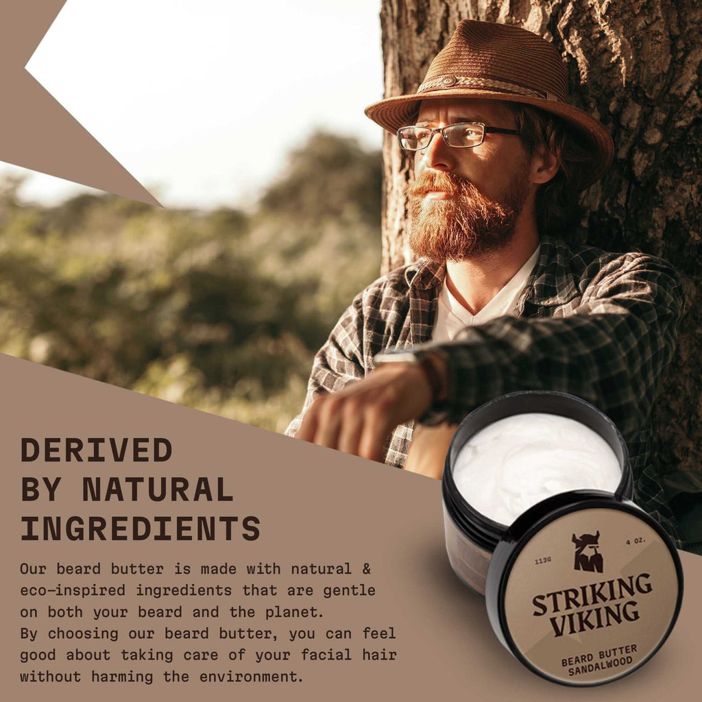 Beard butter in sandalwood scent for intense moisturization and beard health.