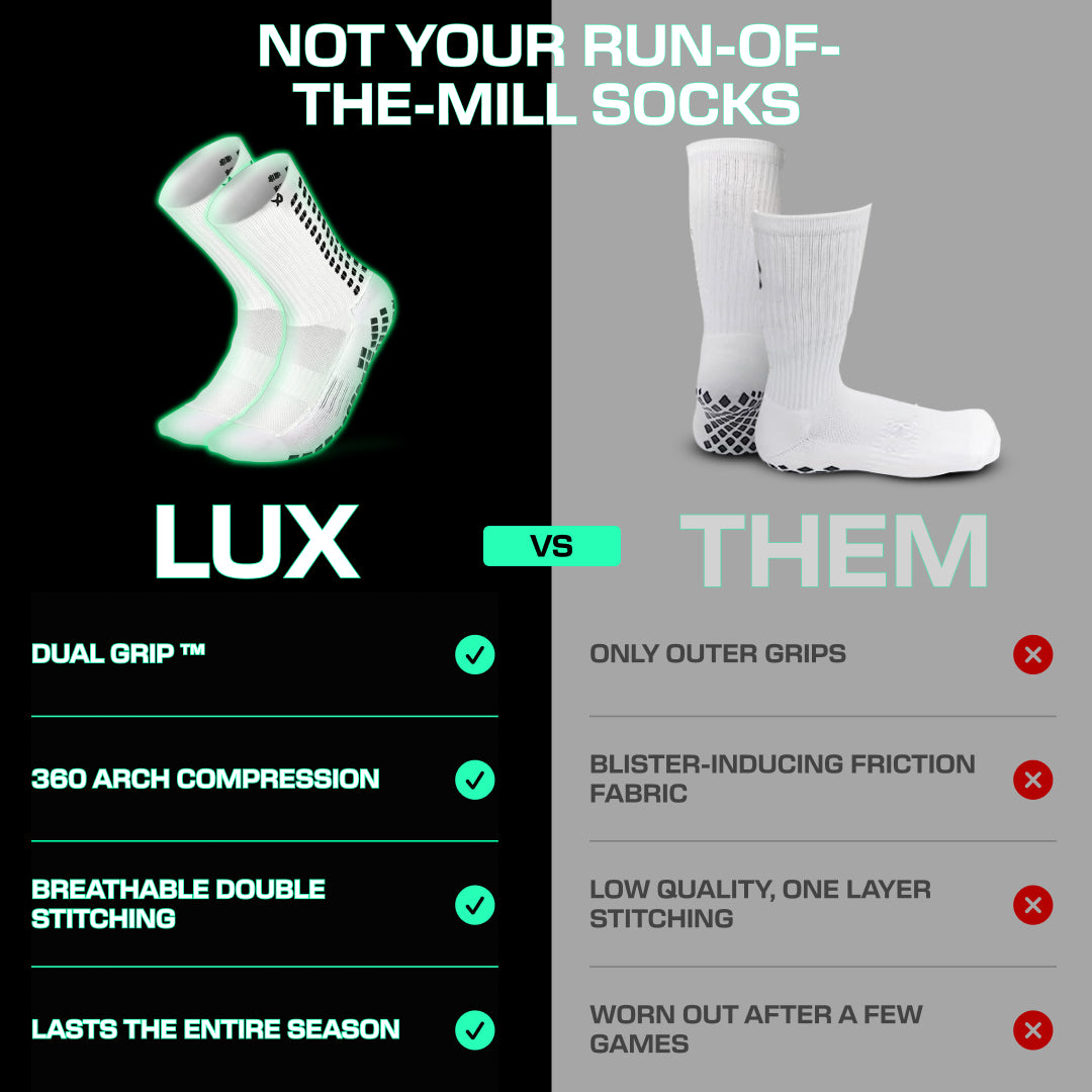 Lux Soccer Grip - Calf Sock - White - 3 pack
