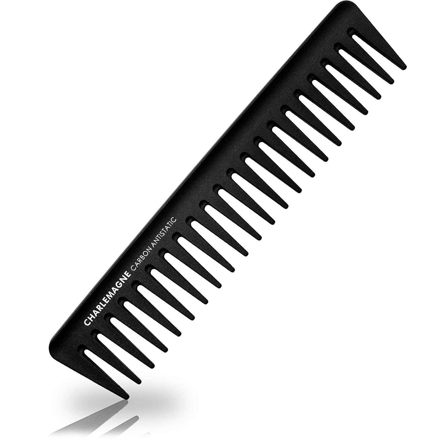 Premium German-made carbon wide-tooth comb with black-anthracite finish, heat-resistant and anti-static.