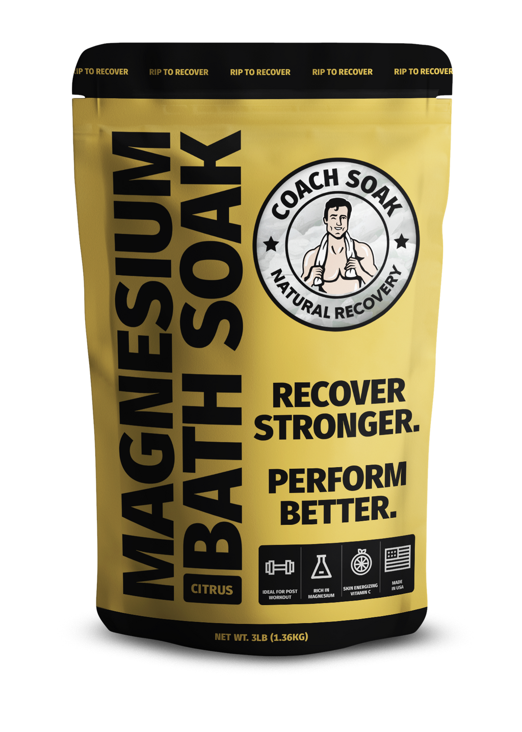 Coach Soak Recovery Bath Soak - Post Workout Magnesium Flakes - Energizing Citrus