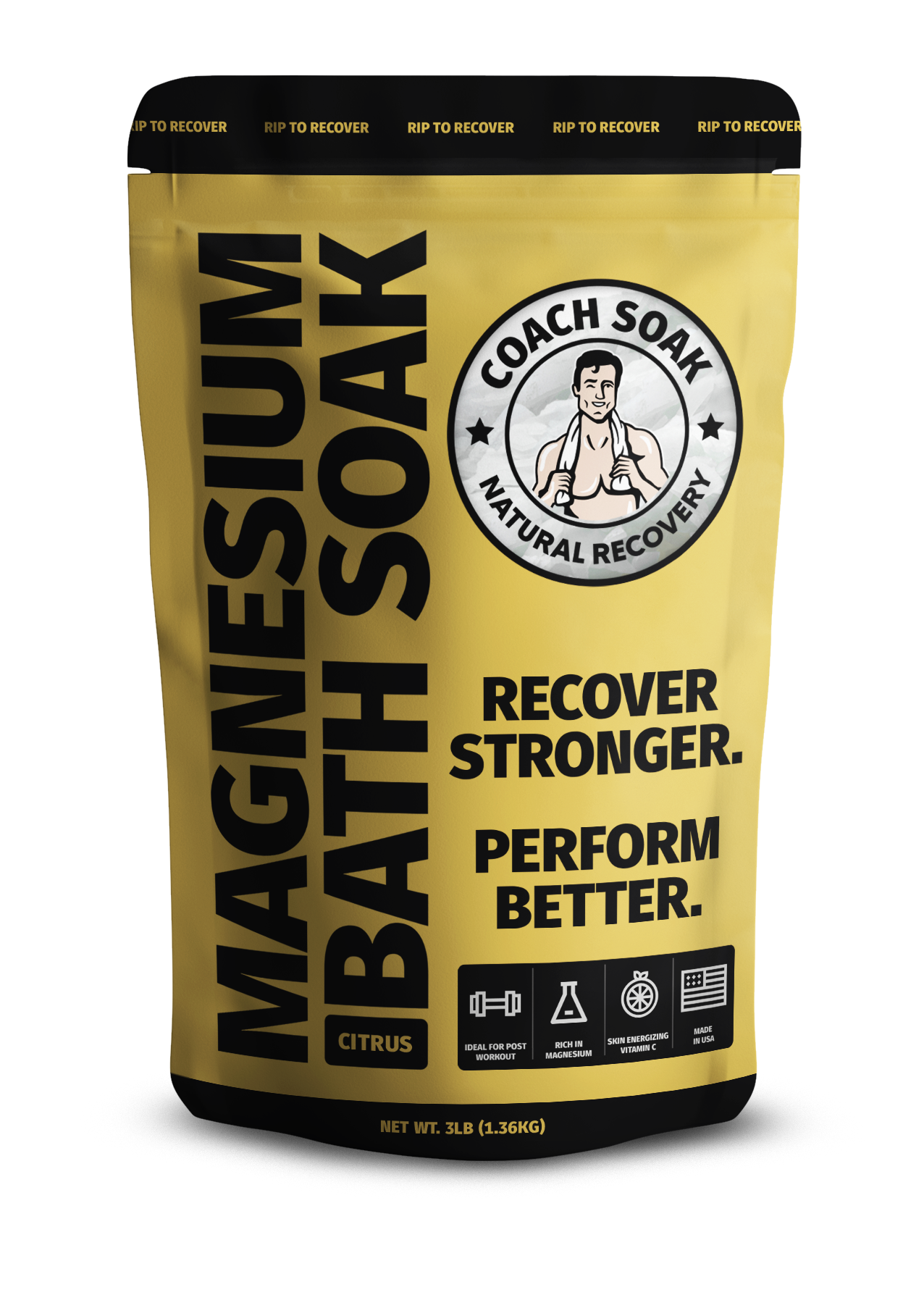 Coach Soak Recovery Bath Soak - Post Workout Magnesium Flakes - Energizing Citrus