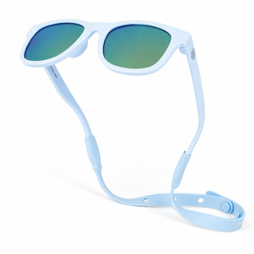 Babysunnies Sky Blue Polarized Baby Sunglasses with Strap (0–24 Months) – Flexible UV400 Infant Sunglasses