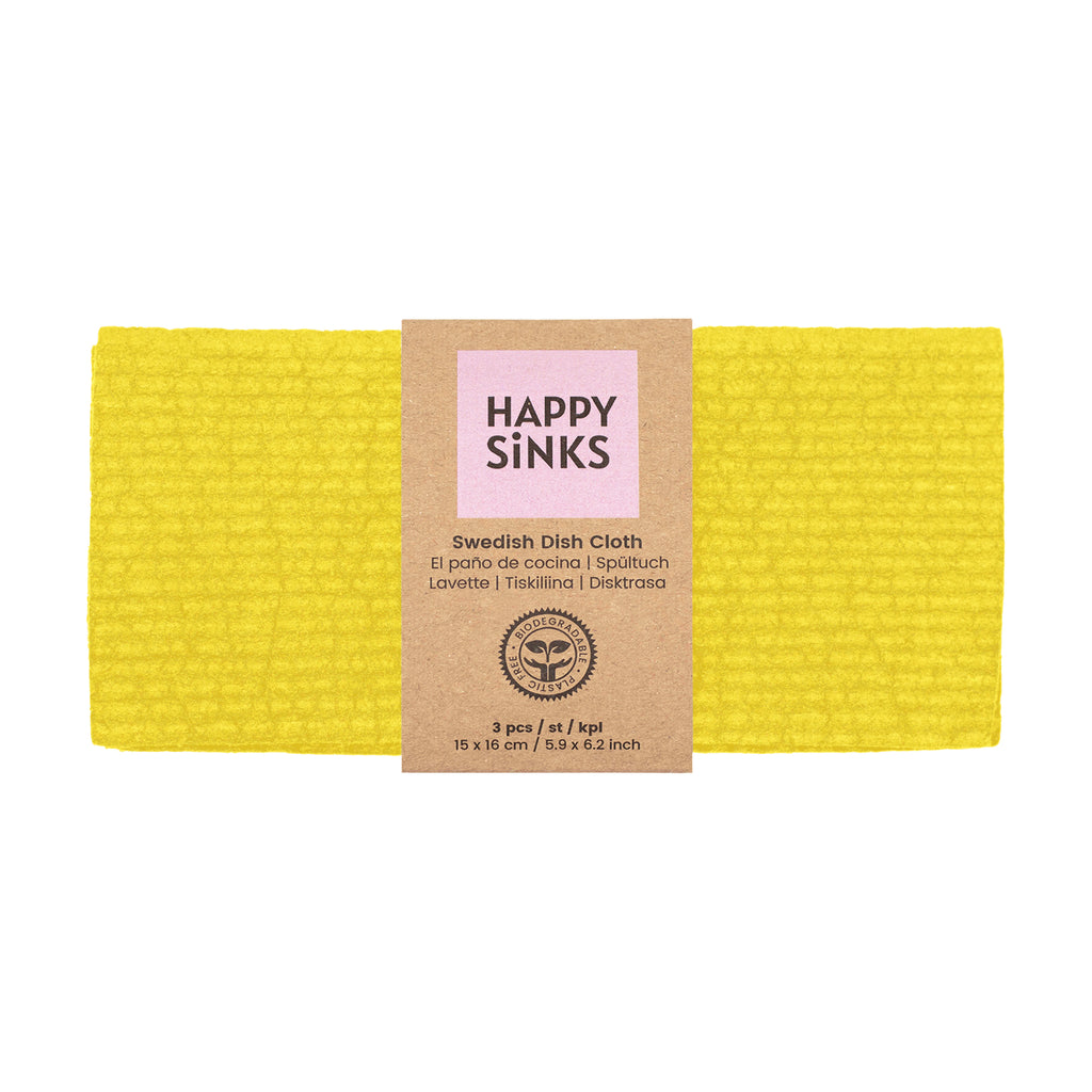 Happy Sinks Swedish Dishcloth Set - Citrus Yellow - 3pcs