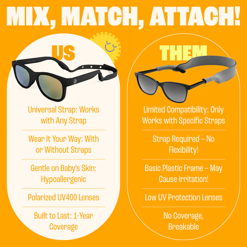 BABY SUNNIES Polarized Baby Sunglasses with Strap - 4 Pairs - Sky Blue, Navy Blue, Black & Pink - Unbreakable Flexible Infant Sunglasses - Toddlers Newborns 0-24 Months - Baby Travel Essential