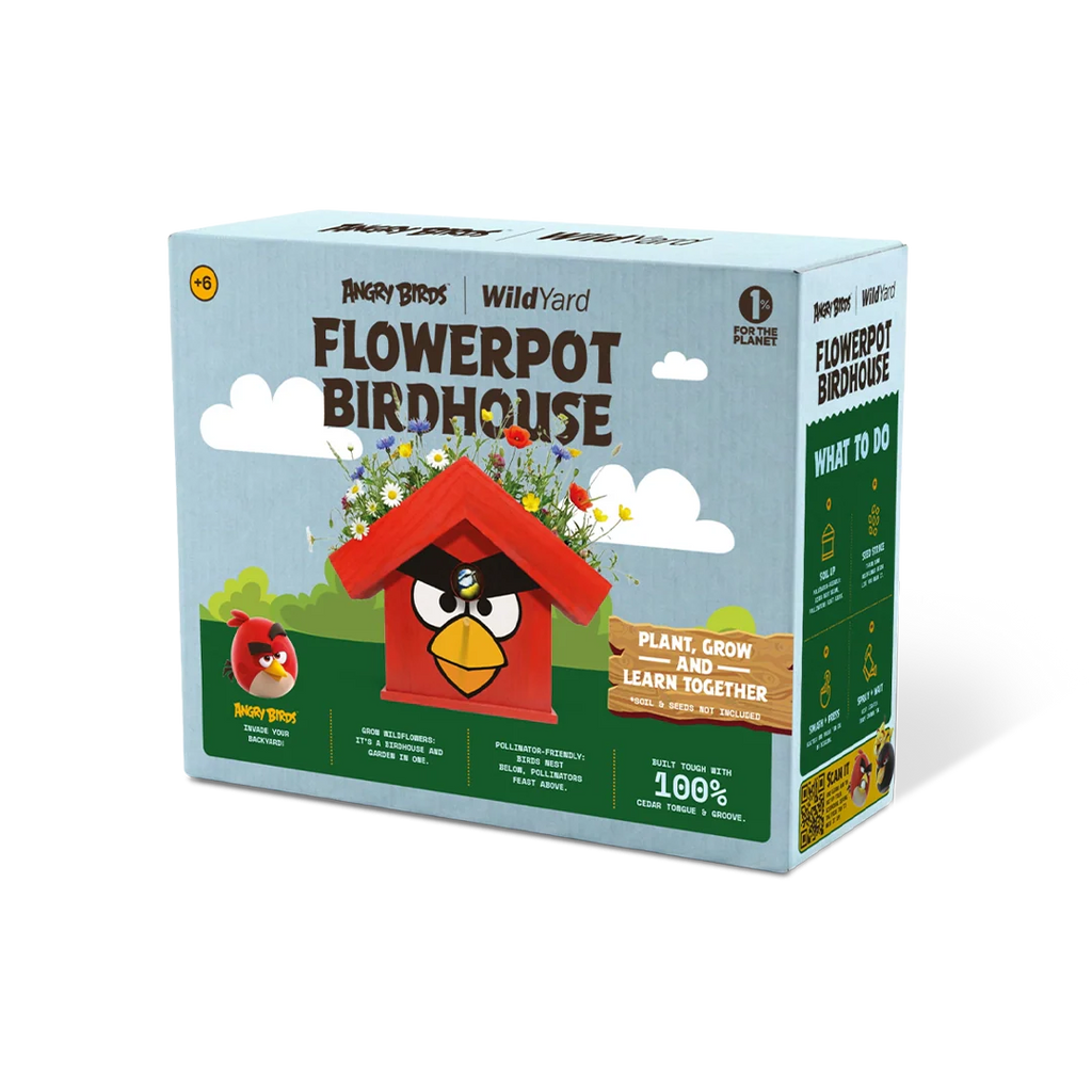 WildYard X Angry Birds™ Flowerpot Birdhouse retail packaging box