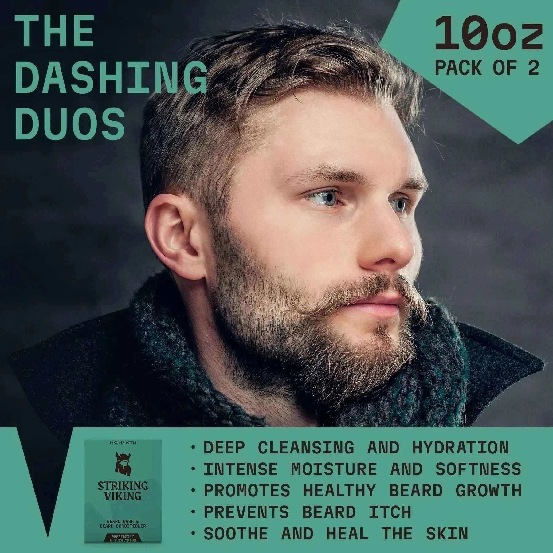 Striking Viking Beard Wash & Conditioner Set (Natural Peppermint & Eucalyptus)