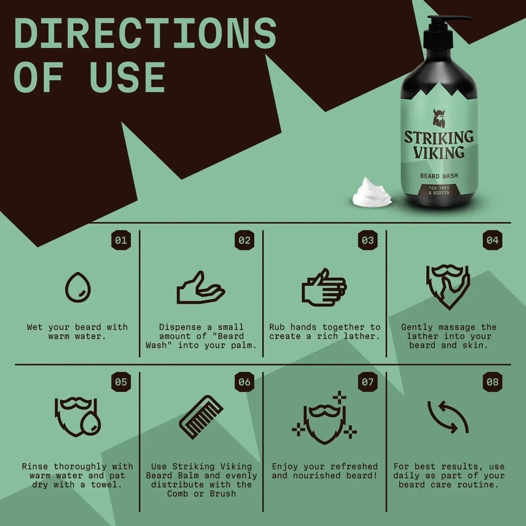 how to use Striking Viking Beard Shampoo (Tea Tree & Biotin)