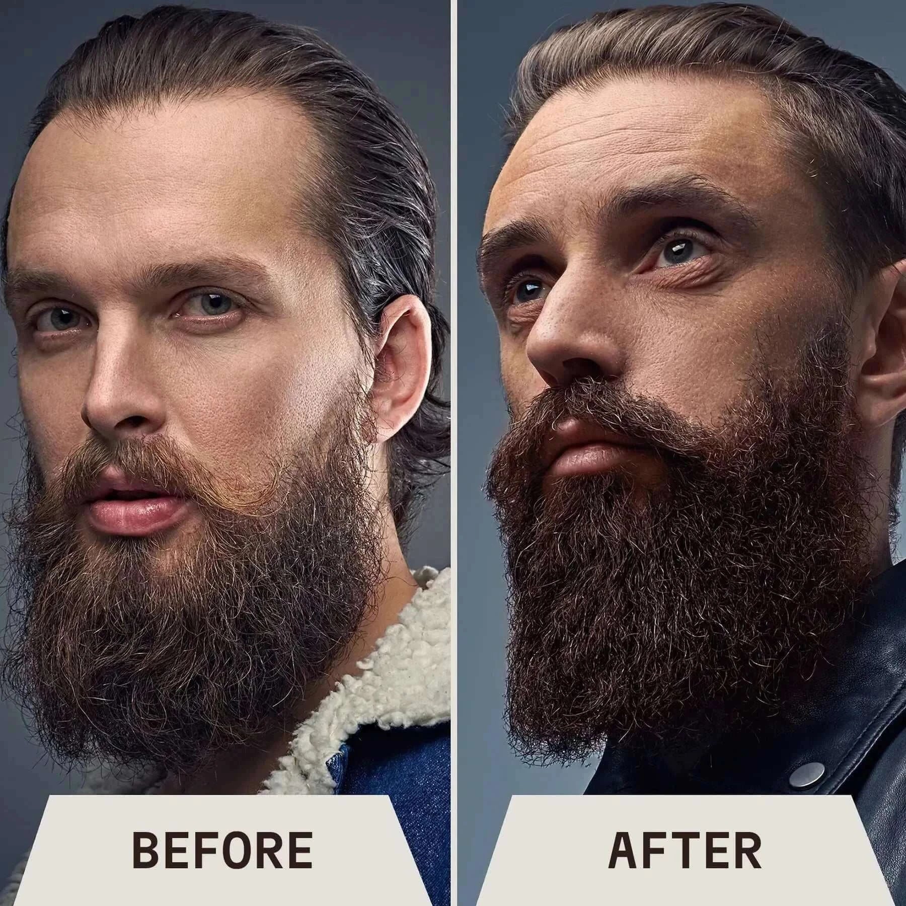 Before and after using beard wash