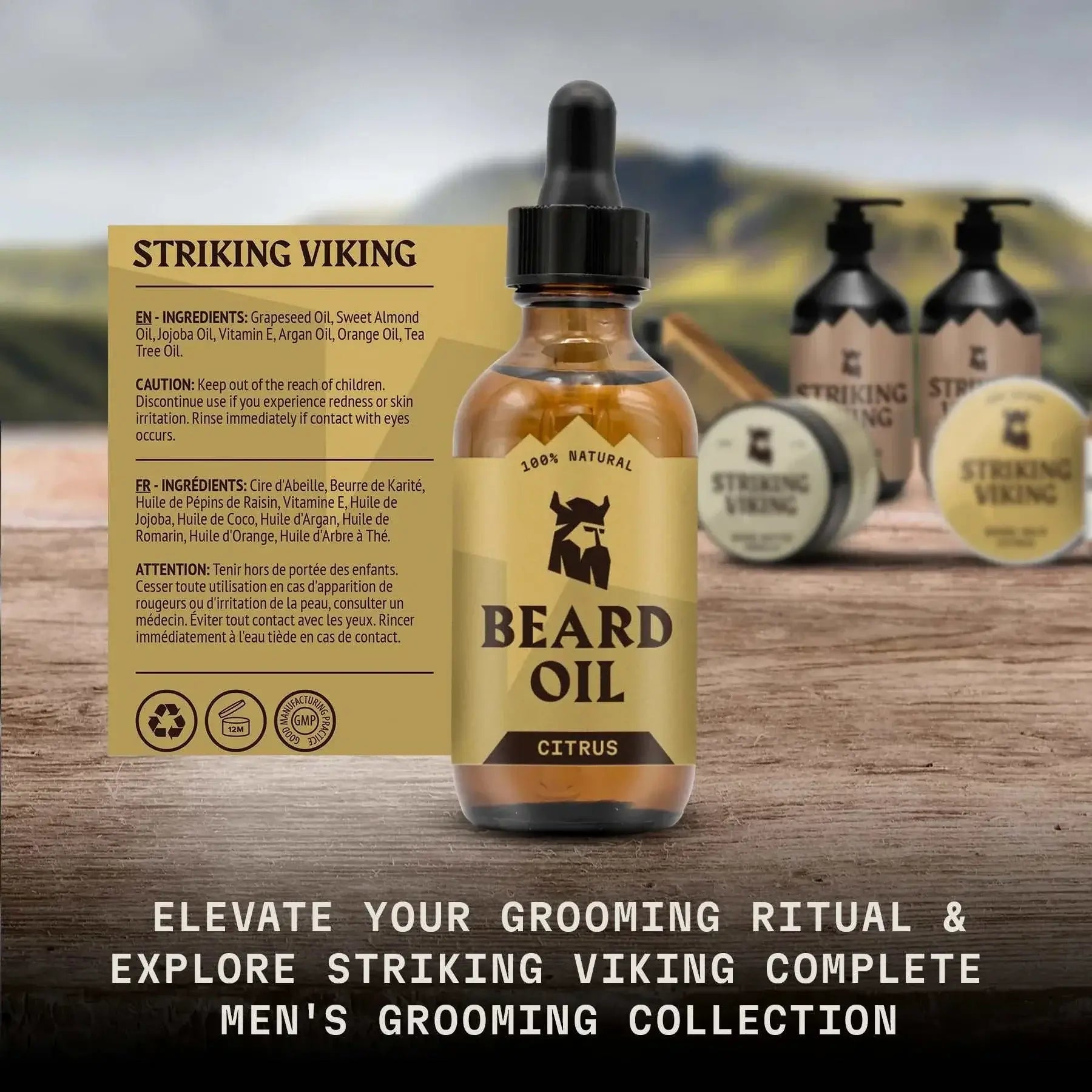 Beard Oil Citrus with natural ingredients, promoting beard growth and softness, 2-ounce dropper, organic and cruelty-free.