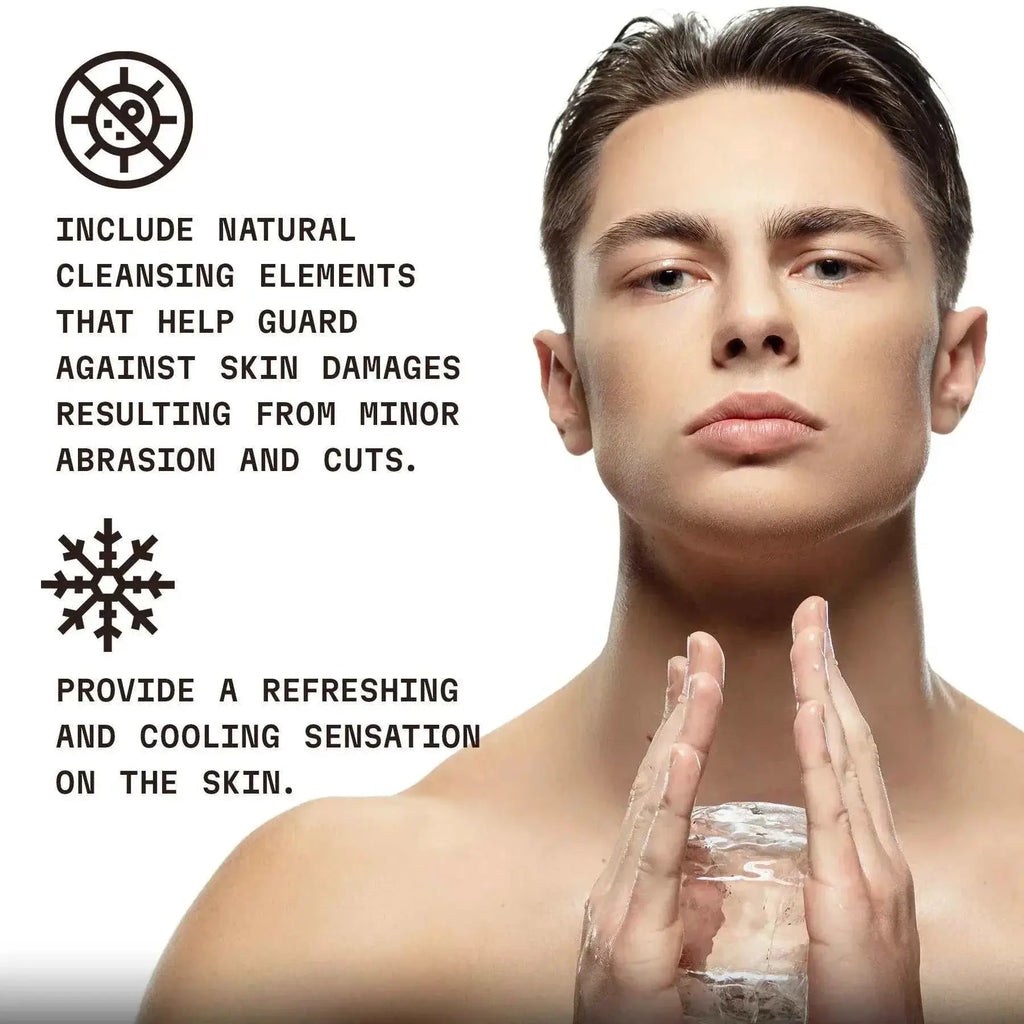 Vanilla after shave balm for men providing soothing, nourishing, and hydrating post-shave care.