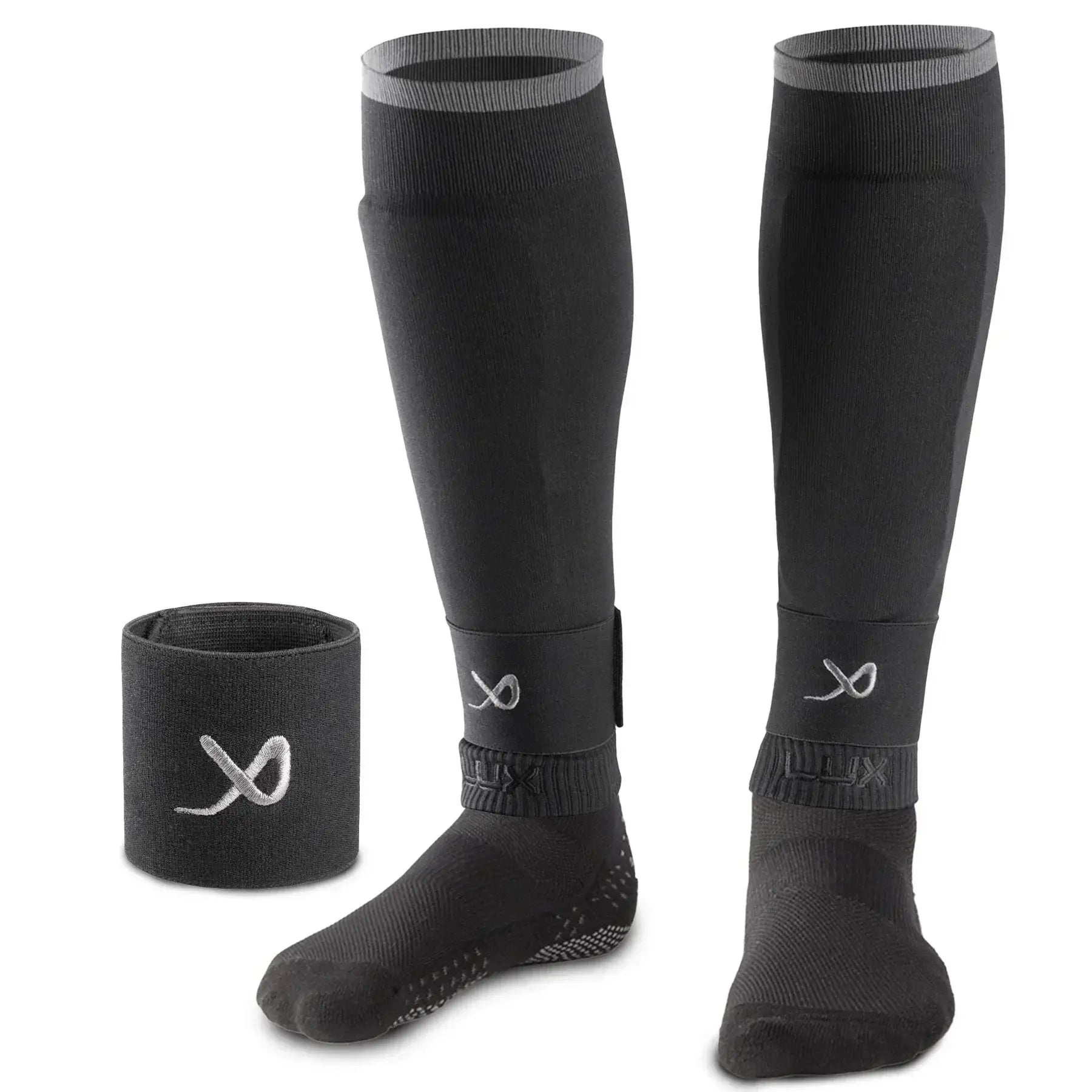 Football Sleeves - Black - LUX - Black / Large