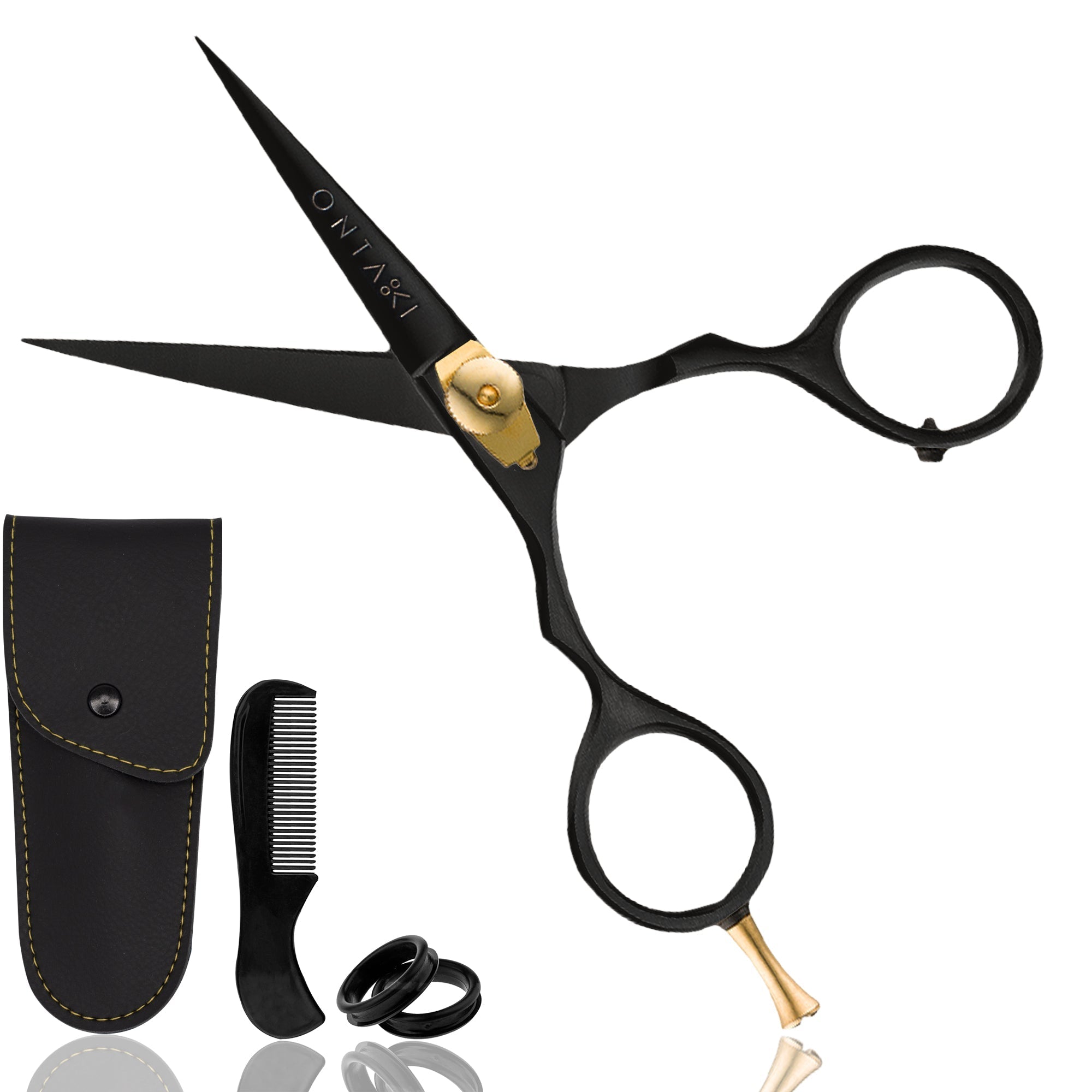 ONTAKI Premium Japanese Steel Beard & Mustache Scissors (5.5") Black
