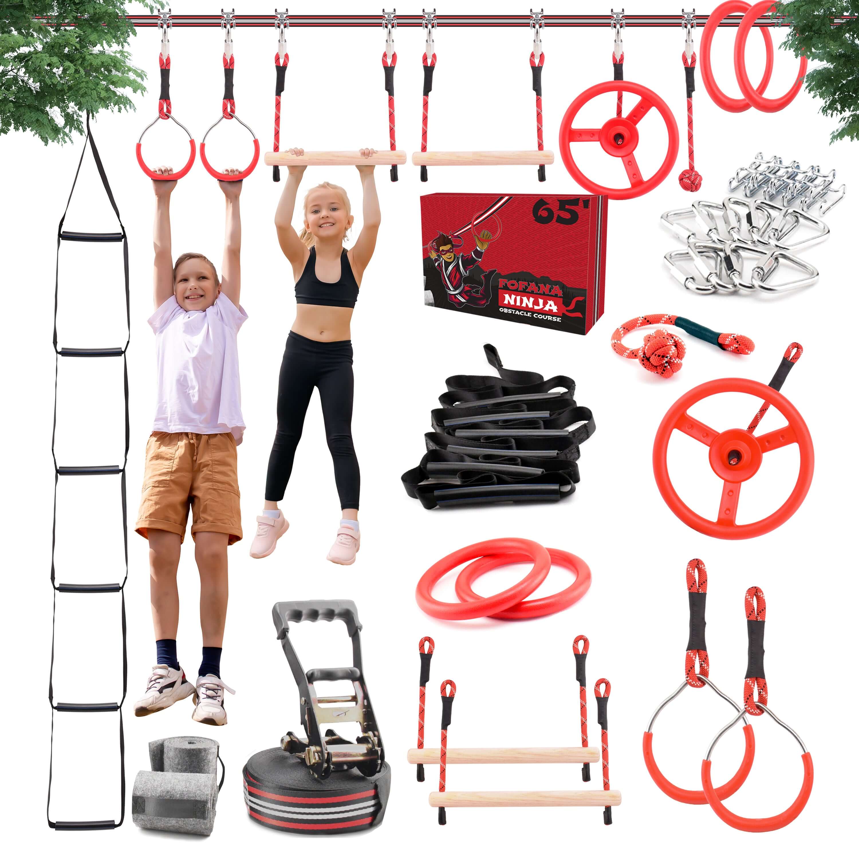 Tor przeszkód Fofana Ninja Warrior - 32 elementy