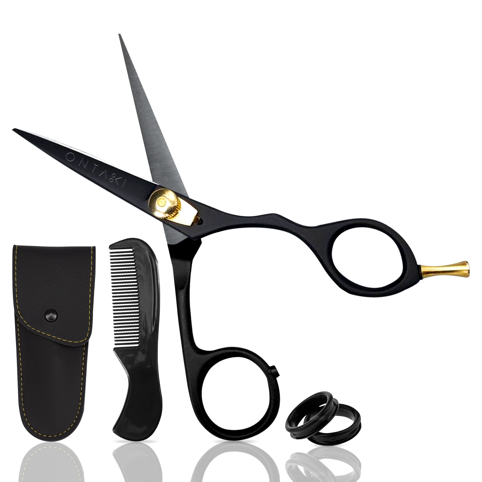 Japanese Steel Beard & Mustache Scissors (5.5") - Ergonomic Design, Black, Right Handed