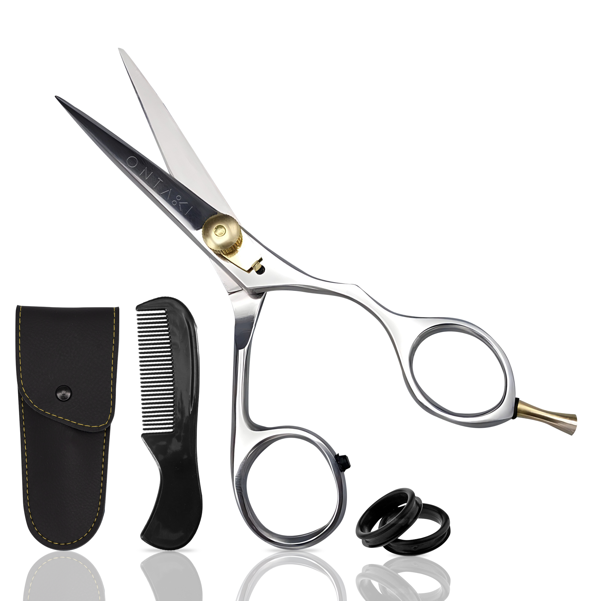 Japanese Steel Beard & Mustache Scissors (5.5") - Ergonomic Design, Silver, Right Handed