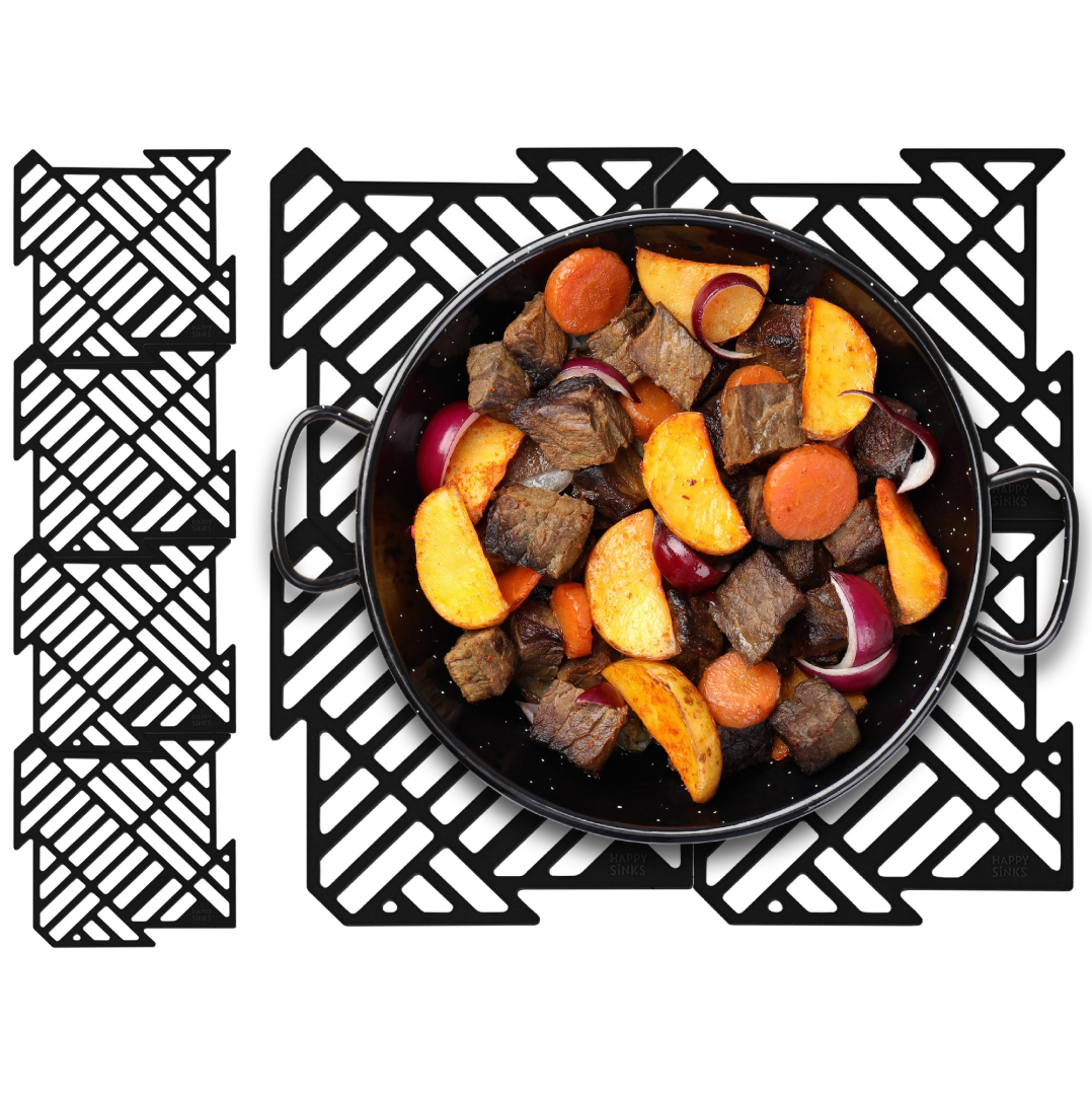Happy Sinks Sink Mat Set - Black - 4pcs