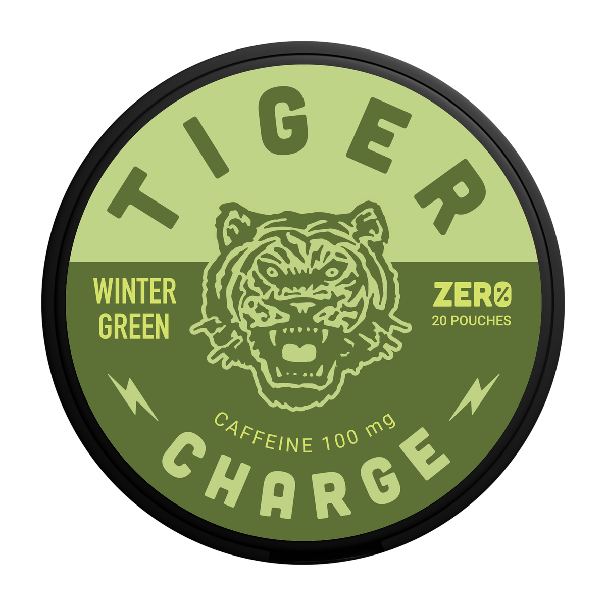 Tiger Charge Wintergreen caffeine pouches tin